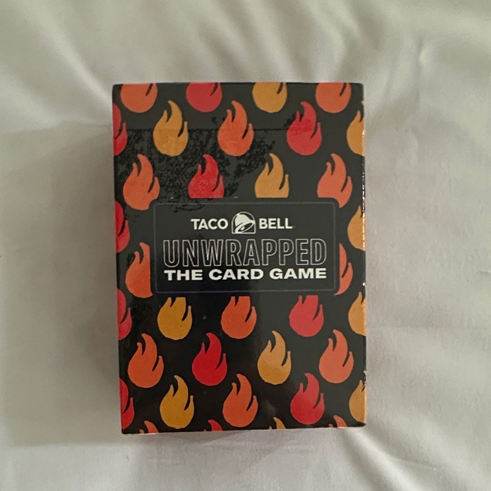 Taco Bell Unwrapped Card Game — Black with Red & Orange Flame Pattern